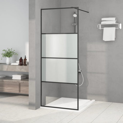Walk-in Shower Wall Black 80x195 cm Half Frosted ESG Glass 152125