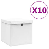 Storage Boxes with Covers 10 pcs 28x28x28 cm White 325210