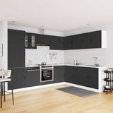 14 Piece Kitchen Cabinet Set Kalmar Black Engineered Wood 3314972