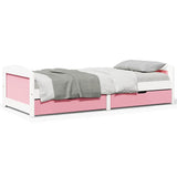 Day Bed with 2 Drawers without Mattress IRUN White&Pink 90x200 cm 3314679