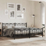 Metal Bed Frame without Mattress with Footboard Black 193x203cm 376152