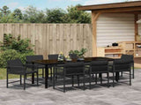 Garden Dining Set 9 pcs Black Poly Rattan 3380748