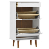 Shoe Cabinet MOLDE White 59,5x35x103 cm Solid Wood Pine 350526