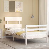 Bed Frame without Mattress White Single Solid Wood 3195057