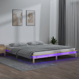 LED Bed Frame without Mattress 140x190 cm Solid Wood 820651