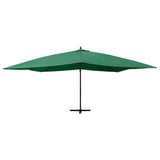 Cantilever Garden Parasol with Wooden Pole 400x300 cm Green 318428