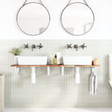 Basin Shelf Wall Mounted Steel and Solid Wood Acacia 3302730