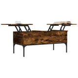 Coffee Table Smoked Oak 100x50x45 cm Engineered Wood and Metal 845413