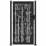 Garden Gate with Lock Black 110 x 180 cm Powder-Coated Steel 42015897
