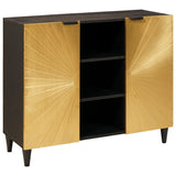 Side Cabinet Black and Gold 90 x 33.5 x 75 cm Solid Mango Wood 4017856