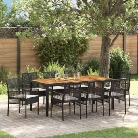 Garden Dining Set 9 pcs Black Poly rattan 3334906