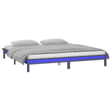 LED Bed Frame without Mattress Grey 120x190 cm Small Double Solid Wood 820643