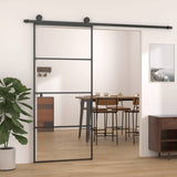 Sliding Door Aluminium and ESG Glass 90x205 cm Black 149480
