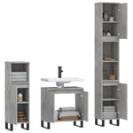ZNTS 3 Piece Bathroom Cabinet Set Concrete Grey Engineered Wood 3187801