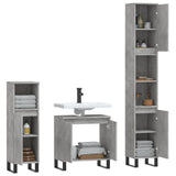 ZNTS 3 Piece Bathroom Cabinet Set Concrete Grey Engineered Wood 3187801