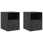 ZNTS Bedside Cabinets 2pcs Black 34.5x39x44 cm Steel 841752