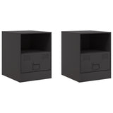 ZNTS Bedside Cabinets 2pcs Black 34.5x39x44 cm Steel 841752