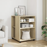 ZNTS Side Table with Wheels Sonoma Oak 55x60x78 cm Engineered Wood 853157