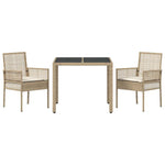 Garden Dining Set 3 pcs Beige Poly rattan 3334887