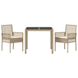 Garden Dining Set 3 pcs Beige Poly rattan 3334887