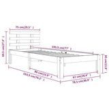 Bed Frame without Mattress White 75x190cm Small Single 814715