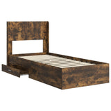 Bed Frame with Storage and Headboard Smoked Oak 75 x 190 cm 3414527
