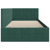 Corner Bed Frame Dark Green 100 cm x 200 cm Velvet 42016400