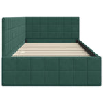 Corner Bed Frame with Headboard Dark green 100 x 200 cm Velvet 42016400