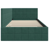 Corner Bed Frame with Headboard Dark green 100 x 200 cm Velvet 42016400