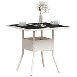 Garden Table with Glass Top White 80x80x75 cm Poly Rattan 368132