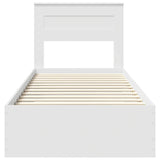 Bed Frame with Headboard White 90 x 200 cm Engineered Wood 3410035