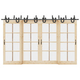 Sliding Door Hardware Kit 366 cm Steel Black 3295753