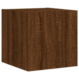 4 Piece TV Wall Units with LED Brown Oak Engineered Wood 3216824