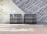 Set of 2 Rattan Storage Ottoman, Outdoor Footstool with Removable Cushions, Garden Storage Seat for T3398P325086