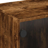 TV Cabinet with Glass Doors Smoked Oak 102x37x42 cm 836375