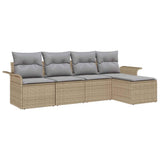 Outdoor Sofa with Cushion 5 pcs Beige Poly Rattan 3345320