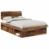 Bed Frame with Headboard Old Wood 120 x 190 cm Solid Pine Wood 3412112