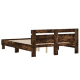 Bed Frame Smoked Oak Engineered wood Double Modern Bed Frame 3207424