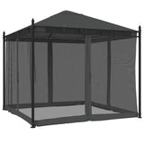 Gazebo with Mesh Walls Anthracite 2.93x2.93 m Steel 368435