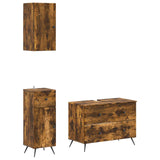3 Piece Bathroom Cabinet Set BREDA Smoked Oak Engineered Wood 3417806