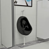 Wall Hung Urinal with Flush Valve Ceramic Black 143992