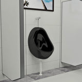 Wall Hung Urinal with Flush Valve Ceramic Black 143992