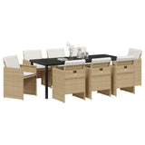 Garden Dining Set 9 pcs Beige Poly Rattan 3380608