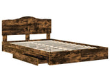 Storage Bed with Drawer Smoked Oak 120 x 200 cm Engineered Wood 3413524