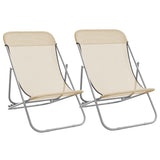 Folding Beach Chairs 2 pcs Cream Textilene&Powder-coated Steel 360192
