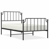 Metal Bed Frame without Mattress with Footboard Black 100x200cm 373900