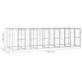 Outdoor Dog Kennel Galvanised Steel with Roof 14.52 m 3082275