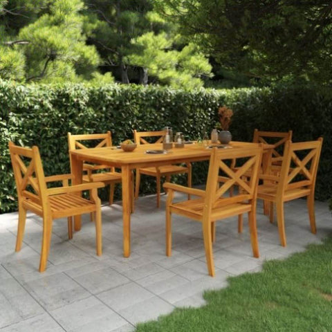 ZNTS 7 Piece Garden Dining Set Solid Wood Acacia 3058005