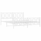 Metal Bed Frame without Mattress with Footboard White 180x200cm 374312