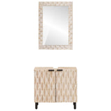 Bathroom Sets with Storage White Wash Finish Solid Mango Wood 3310030